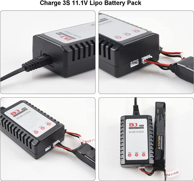 BESWON 2 Packs 11.1V Airsoft Battery 2000mAh 30C Rechargeable Lipo Battery Pack with 2S-3S Balance Charger for Airsoft Guns Rifle - Image 5